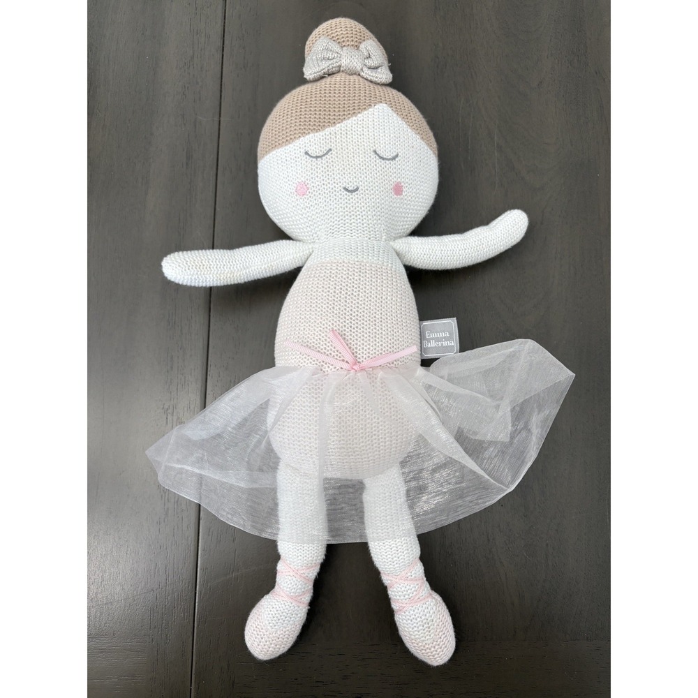 Emma Ballerina Knitted Plush Doll Toy Rattle Cotton Living Textiles 17" - Picture 1 of 6